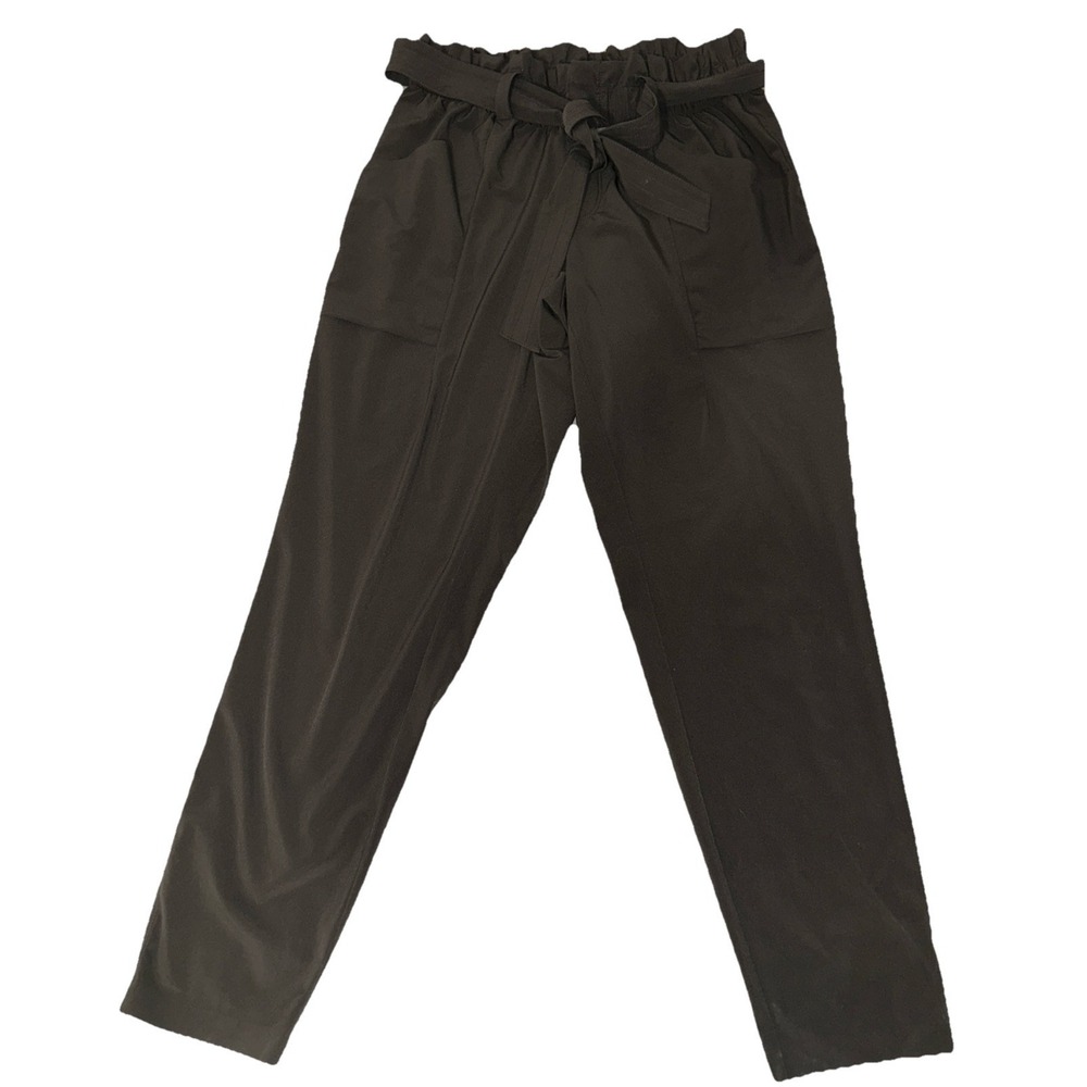 Athleta Skyline II Women 4, Belted Pull On Stretch Commuter, Dark Charcoal